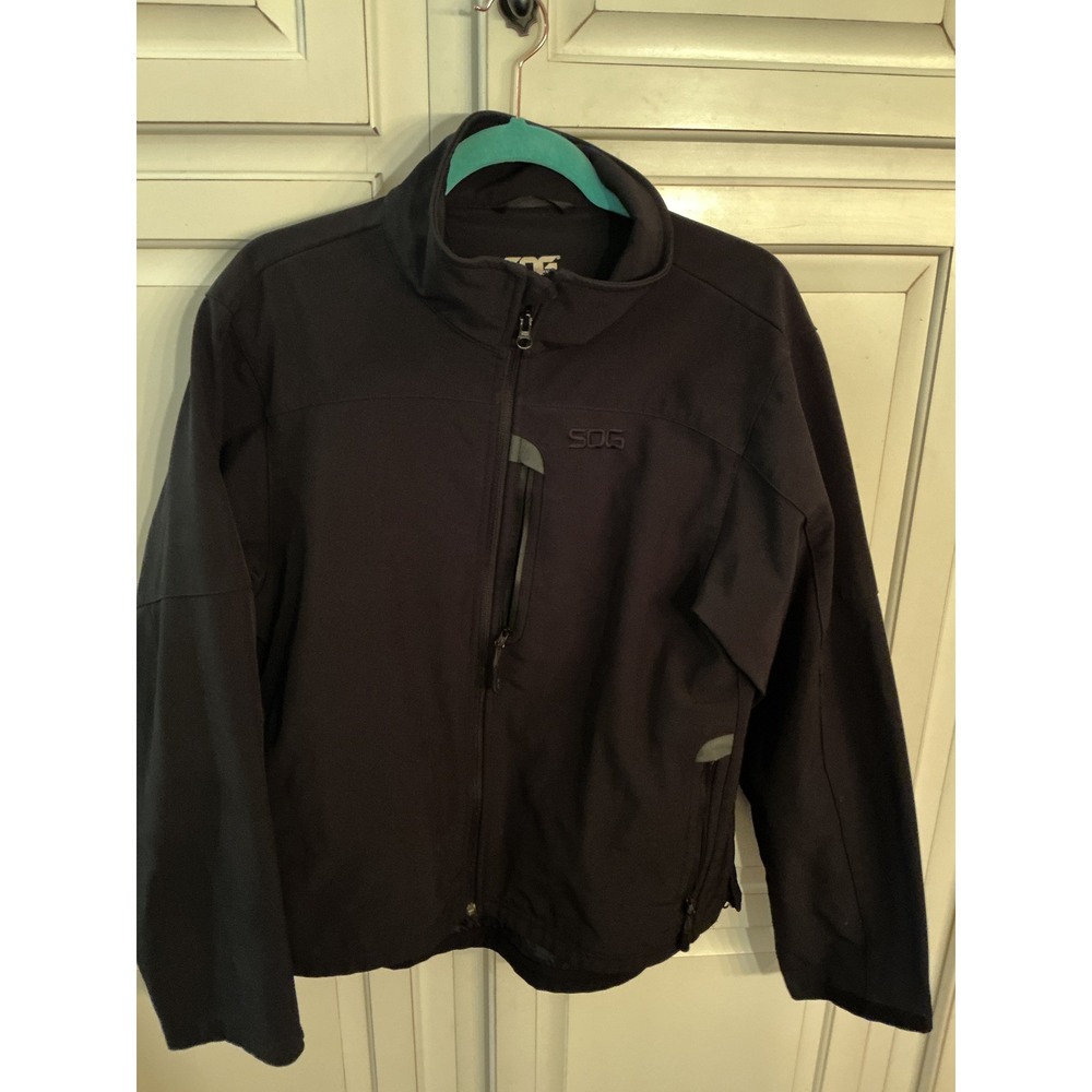 SOG Tactical Softshell Jacket Mens Large Black Full Zip Utility Coat